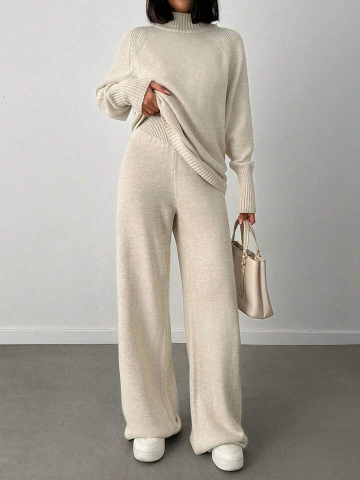 SHEIN Tall Women's Mock Neck Raglan Sleeve Knitted Sweater 2pcs/Set | SHEIN