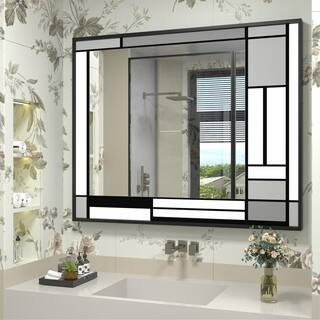 40 in. W x 32 in. H Rectangular Tempered Glass and Aluminum Alloy Framed Window Pane Wall Decor Bathroom Vanity Mirror | The Home Depot