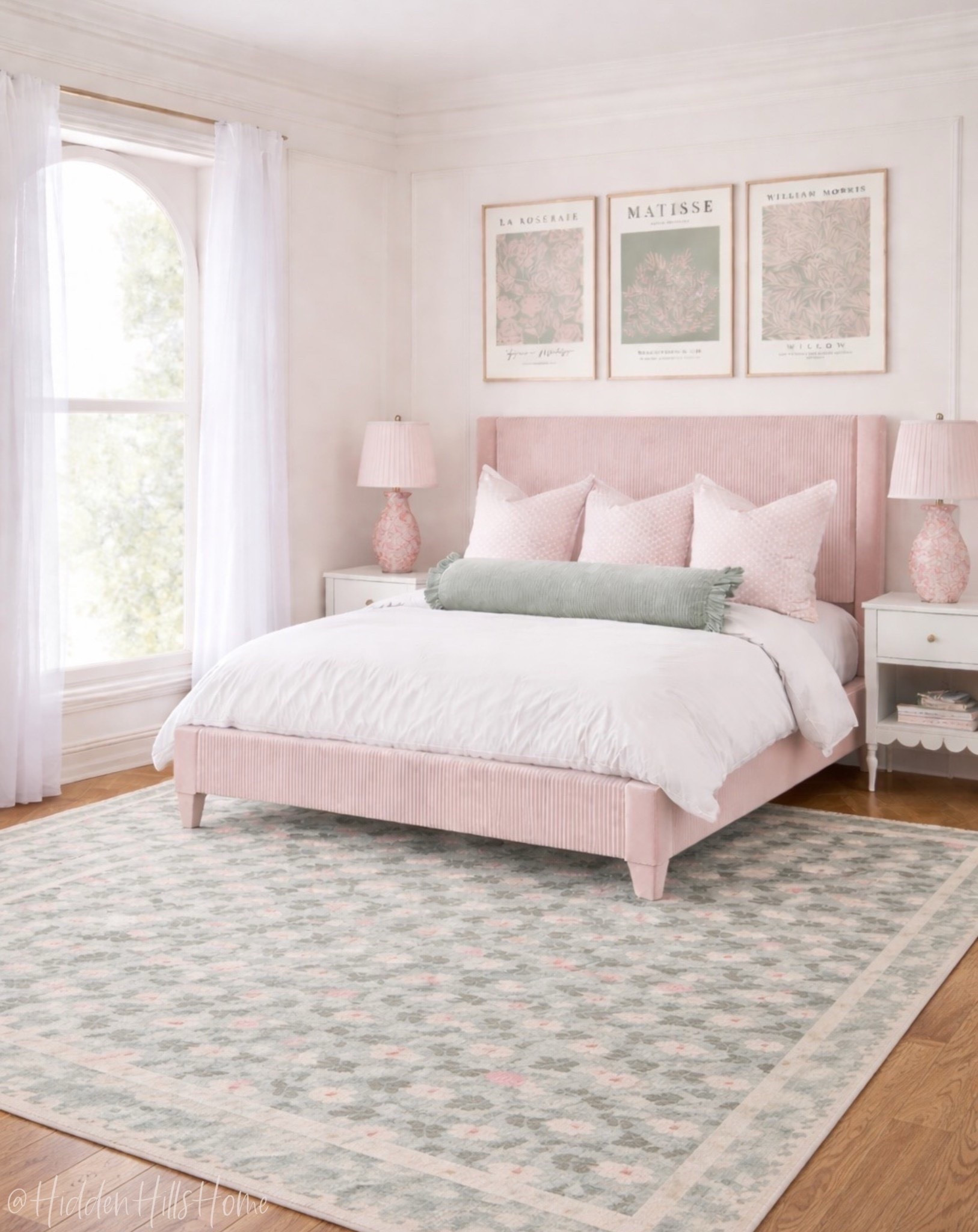 Pink and green girls bedroom decor mood board! Girls room design, tween girls room inspiration, home decor ideas, bedding, rug, nightstands, kids room #girls

#LTKHome #LTKSaleAlert #LTKKids