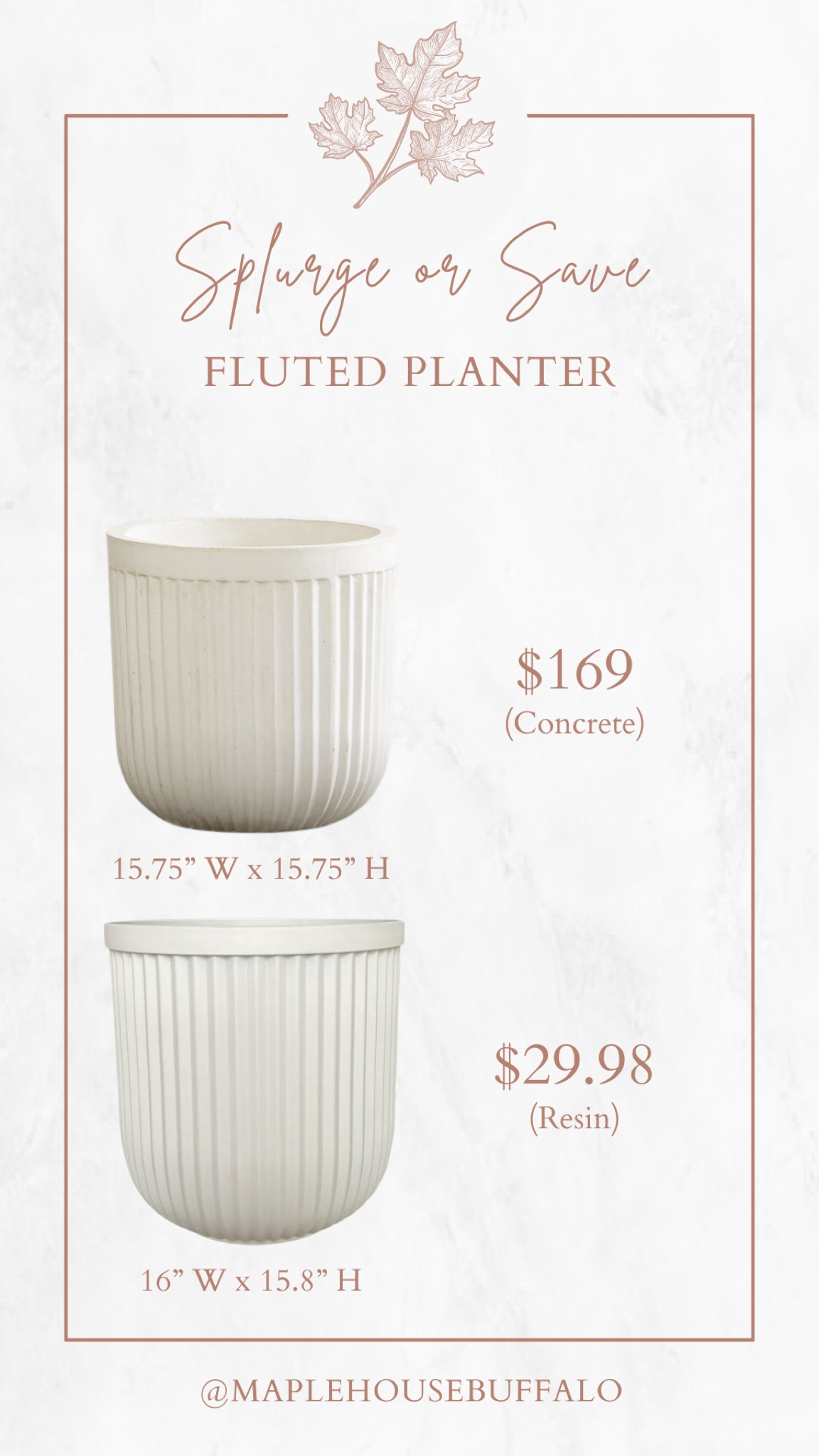 Save or splurge on this pretty, fluted white planter! Perfect for a faux olive tree 🤎🫒
The “save” version is made of resin and splurge is made of concrete.

#LTKfindsunder50 #LTKhome #LTKSpringSale