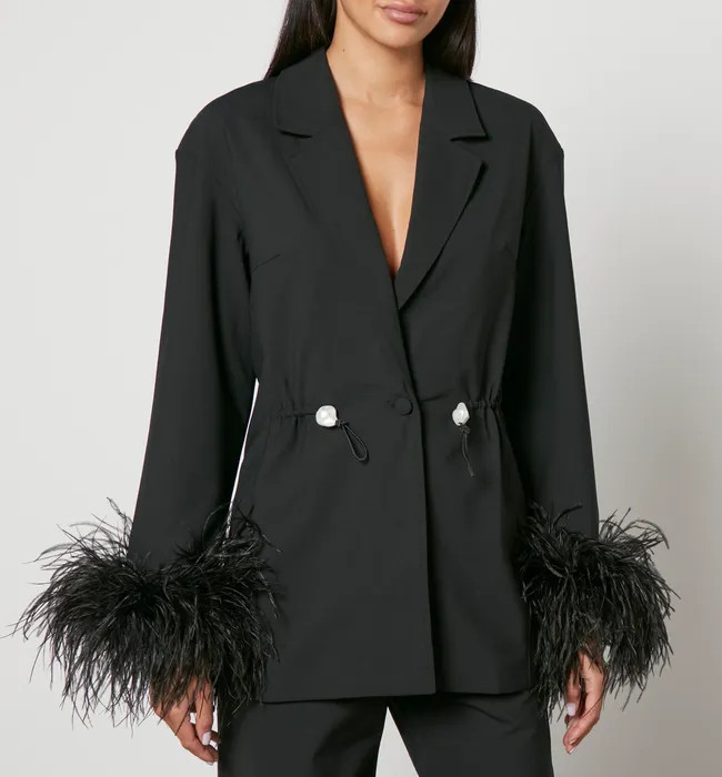 Sleeper Girl With Pearl Feather-Trimmed Crepe Blazer | Coggles (Global)