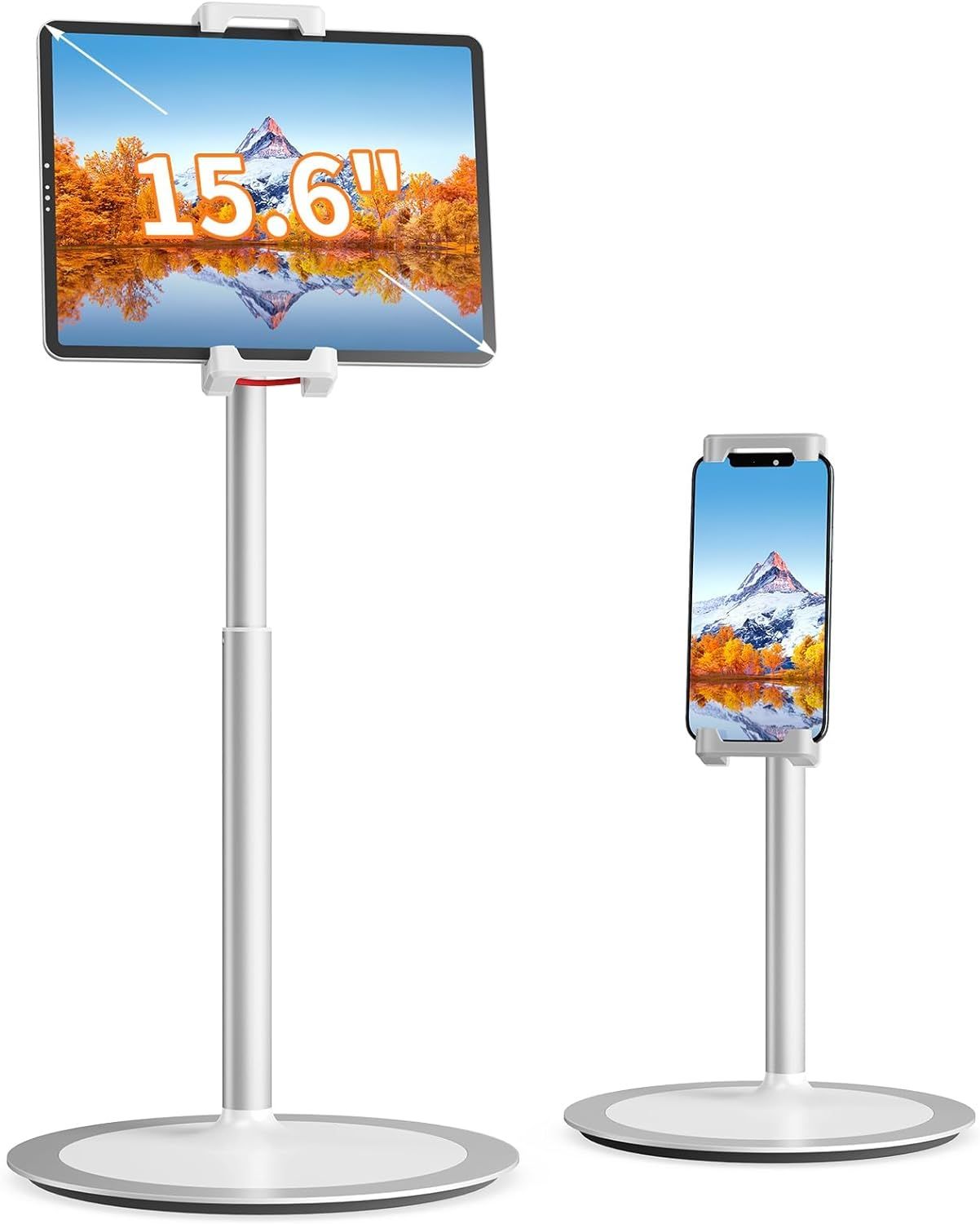 SAIJI Tablet Stand Holder, Height Adjustable Portable Monitor Stand, 360 Degree Rotating, Aluminu... | Amazon (US)