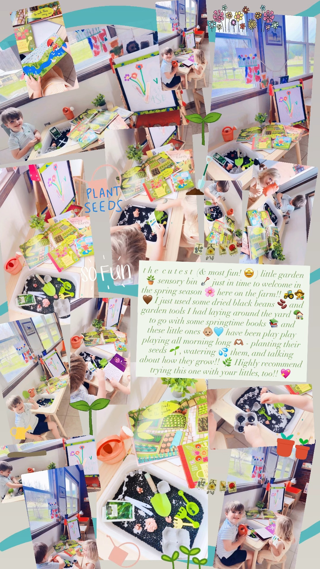 t h e  c u t e s t  (& most fun! 🤩 ) little garden 🪴 sensory bin 🪏 just in time to welcome in the spring season 🌸 here on the farm!! 🚜👩‍🌾🤎 I just used some dried black beans 🫘 and garden tools I had laying around the yard 🏡 to go with some springtime books 📚 and these little ones 👶🏼🩵 have been play play playing all morning long 🫶🏽 - planting their seeds 🌱, watering 💦 them, and talking about how they grow!! 🌿 Highly recommend trying this one with your littles, too!! 💖

#LTKKids #LTKmomlife #LTKmorningroutine