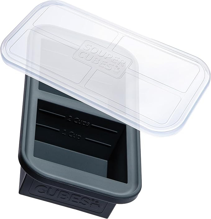 Souper Cubes 2 Cup Silicone Freezer Tray With Lid - Easy Meal Prep Container and Kitchen Storage ... | Amazon (US)