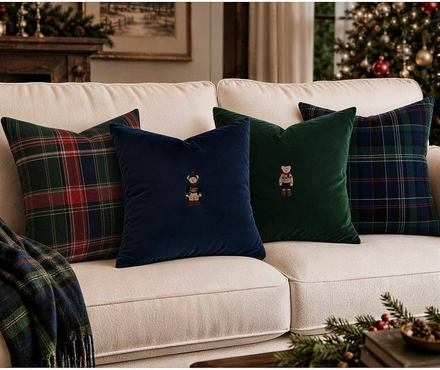 Christmas Decorations - Set of 4 Heritage Throw Pillow Covers, 18"x18" | Amazon (US)