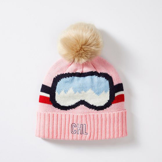 Ski Goggles Pom Pom Hat, Adult, Blush | Mark and Graham
