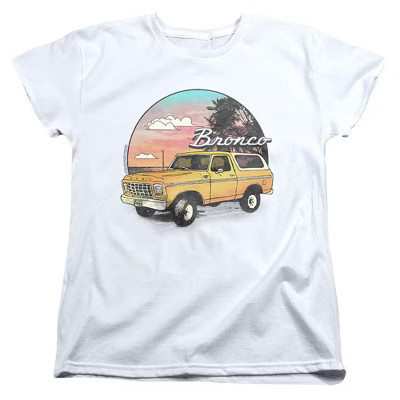 Women's Ford Bronco Bronco At The Beach T-Shirt, White, Medium | Target