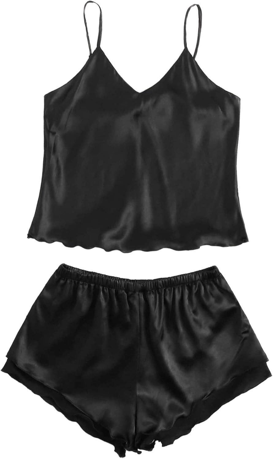 SweatyRocks Women's Satin Lace Sleepwear Cami Top and Shorts Pajama Set | Amazon (US)