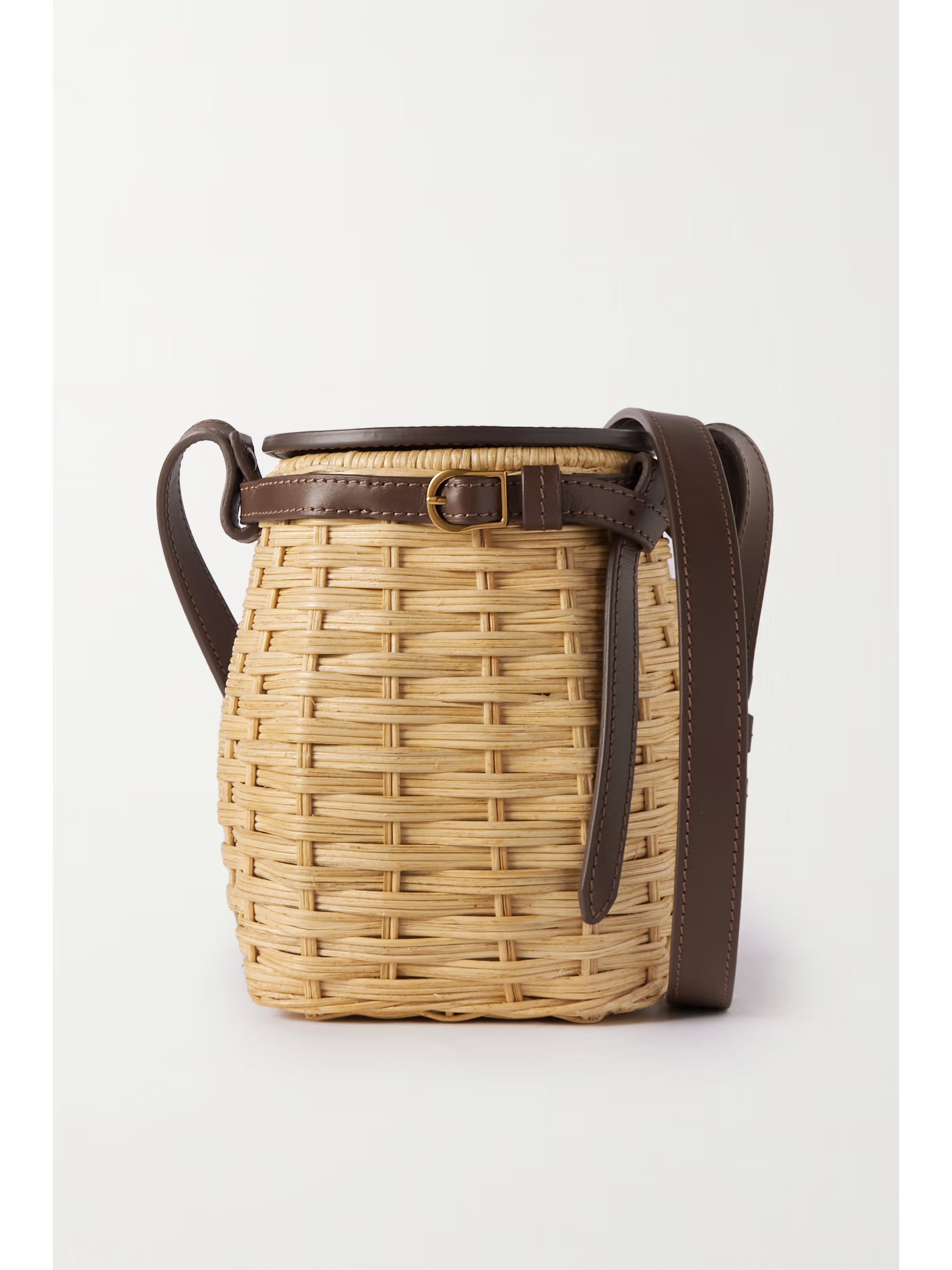 Leather-trimmed wicker shoulder bag | NET-A-PORTER (US)
