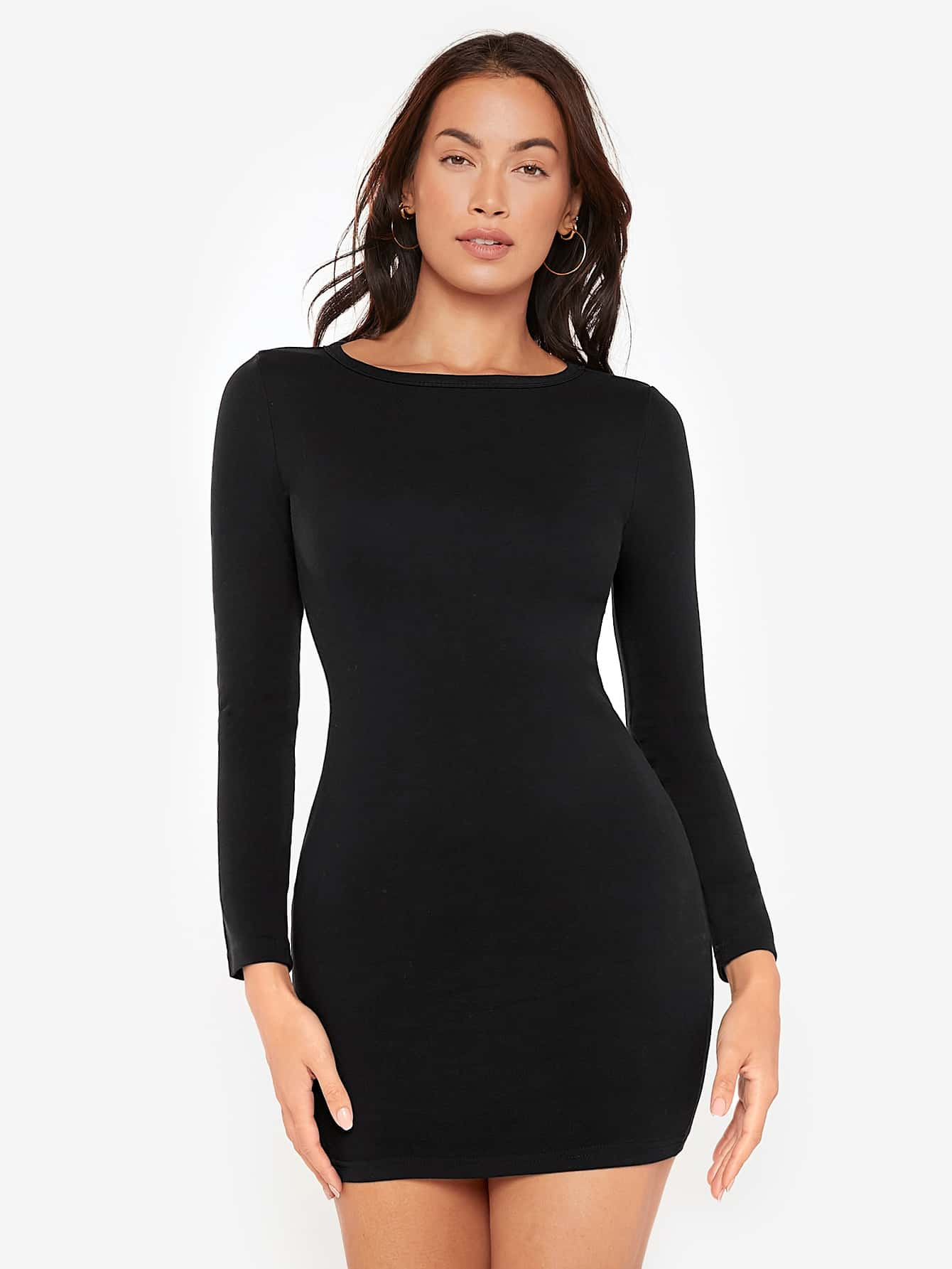 SHEIN BASICS Cotton Form Fitted Solid Dress | SHEIN