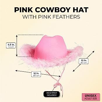 Western Cowboy Hat for Adults, Pink Feathers (Unisex) | Amazon (US)