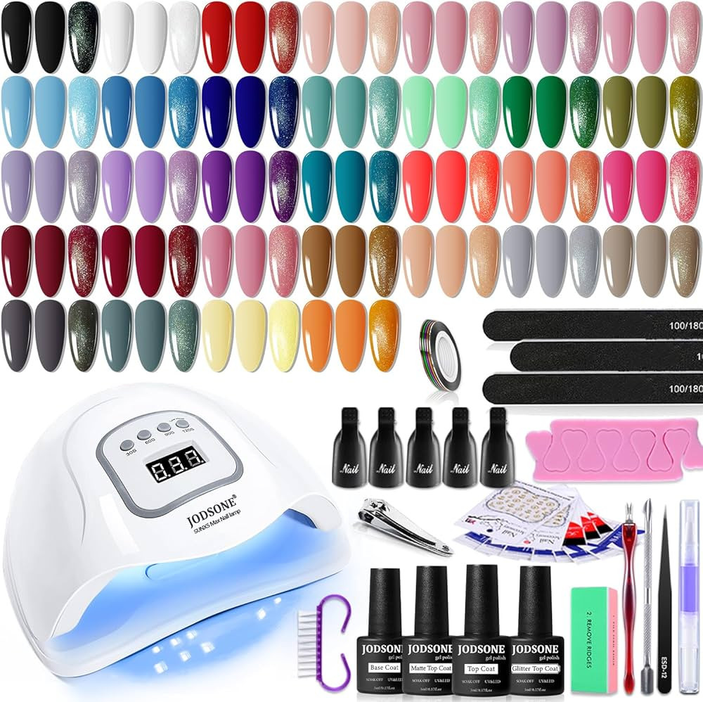 JODSONE Gel Nail Polish Kit with U V Light 32 Colors Gel Polish Nail Kit Soak Off Gel Nail Set Ma... | Amazon (US)