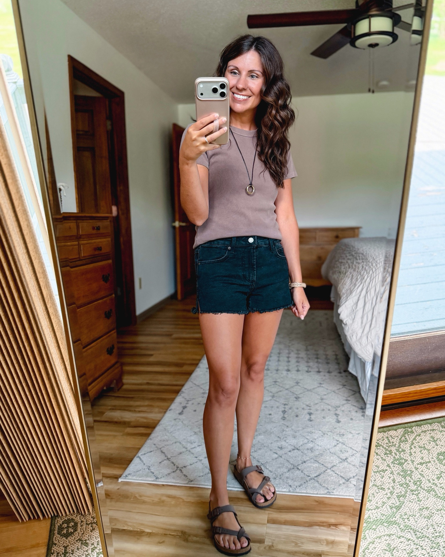 size small in my tee shirt and 00 in my denim shorts. My sandals are size 36! I made my necklace so I linked similar ones🤎

#LTKPetite #LTKSeasonal #LTKootd