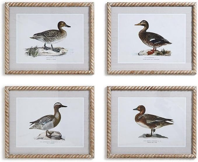 Two's Company Set of 4 Duck Wall Art In Hand-Carved Wood Frame with 4 Designs | Amazon (US)