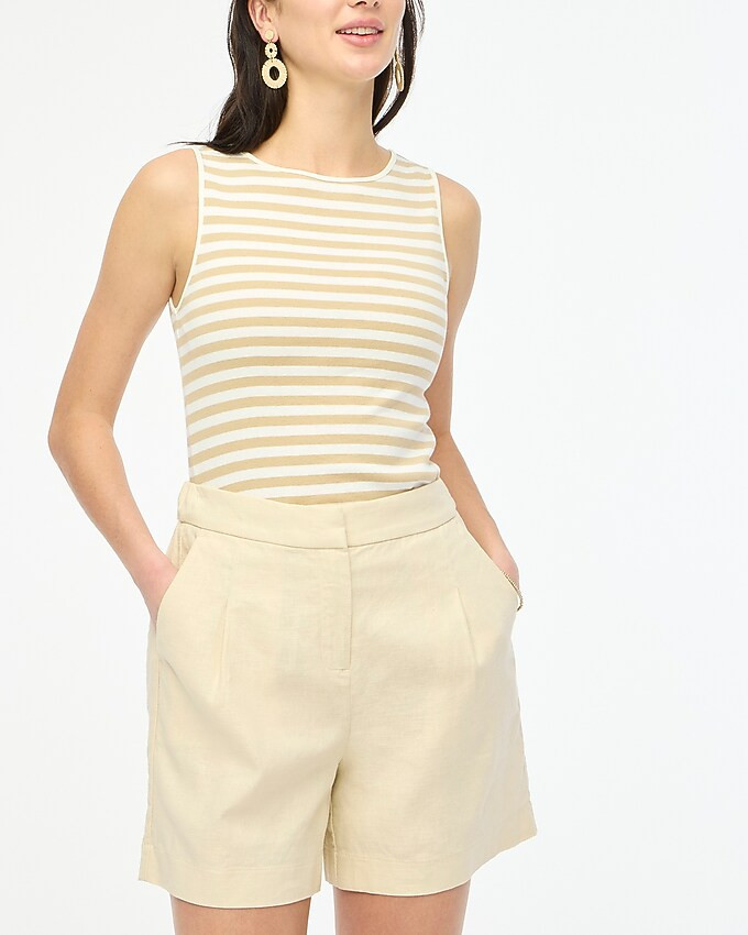 Elastic-back linen-blend pleated short | J.Crew Factory