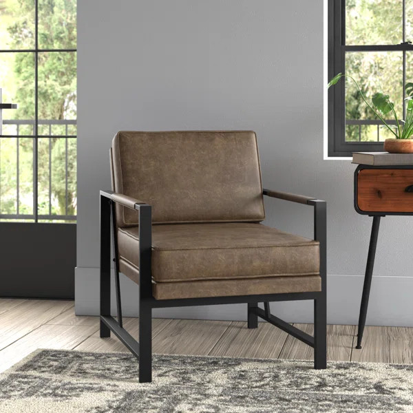 Retro 25.5'' Wide Tufted Faux Leather ArmChair | Wayfair North America