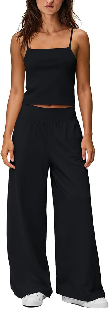 LAMISSCHE Lounge Sets For Women Summer 2 Piece Outfits Spaghetti Strap Tank Tops And Wide Leg Pan... | Amazon (US)