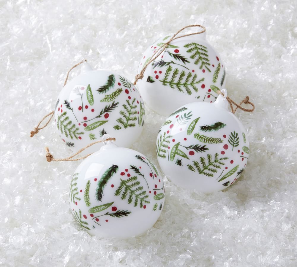 Pine and Berry Glass Ball Ornaments Set Of 4 | Pottery Barn (US)