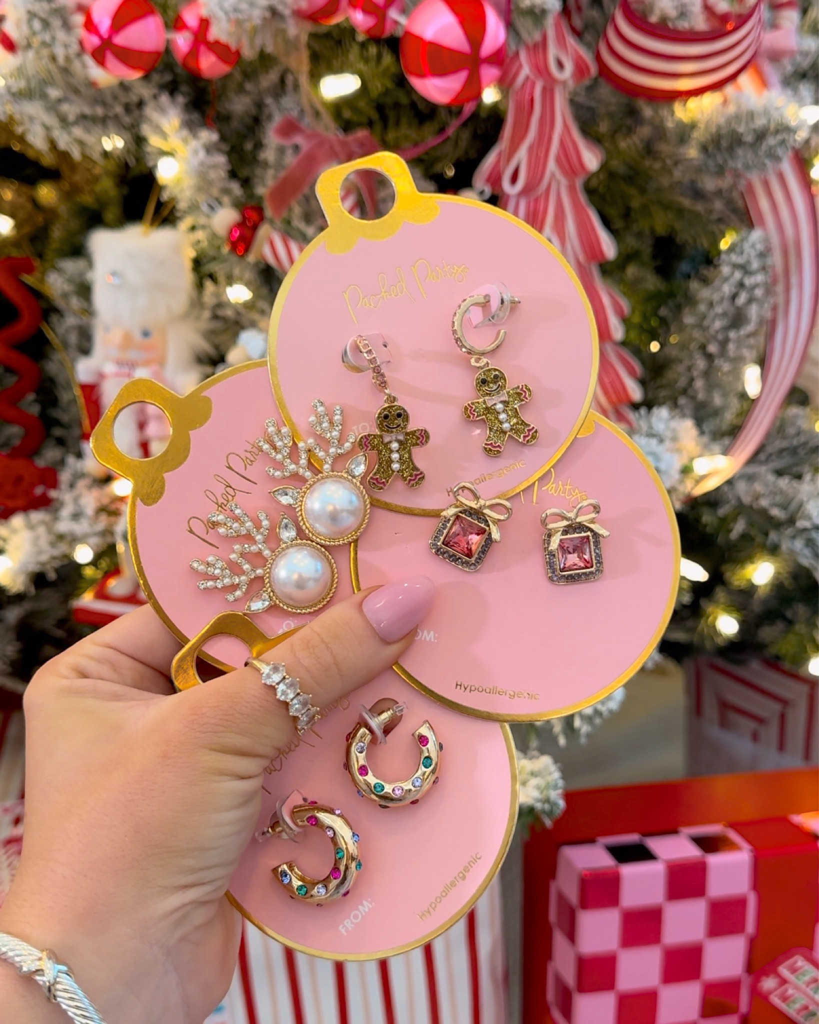 WALMART GIFT IDEAS ✨ #WalmartPartner #WalmartGifts @Walmart these packed party earrings are a fun festive gift for the girl on your list 💕🎀  UNDER $10! 😱 they look very designer!✨ 

#LTKGiftGuide #LTKHoliday #LTKSeasonal