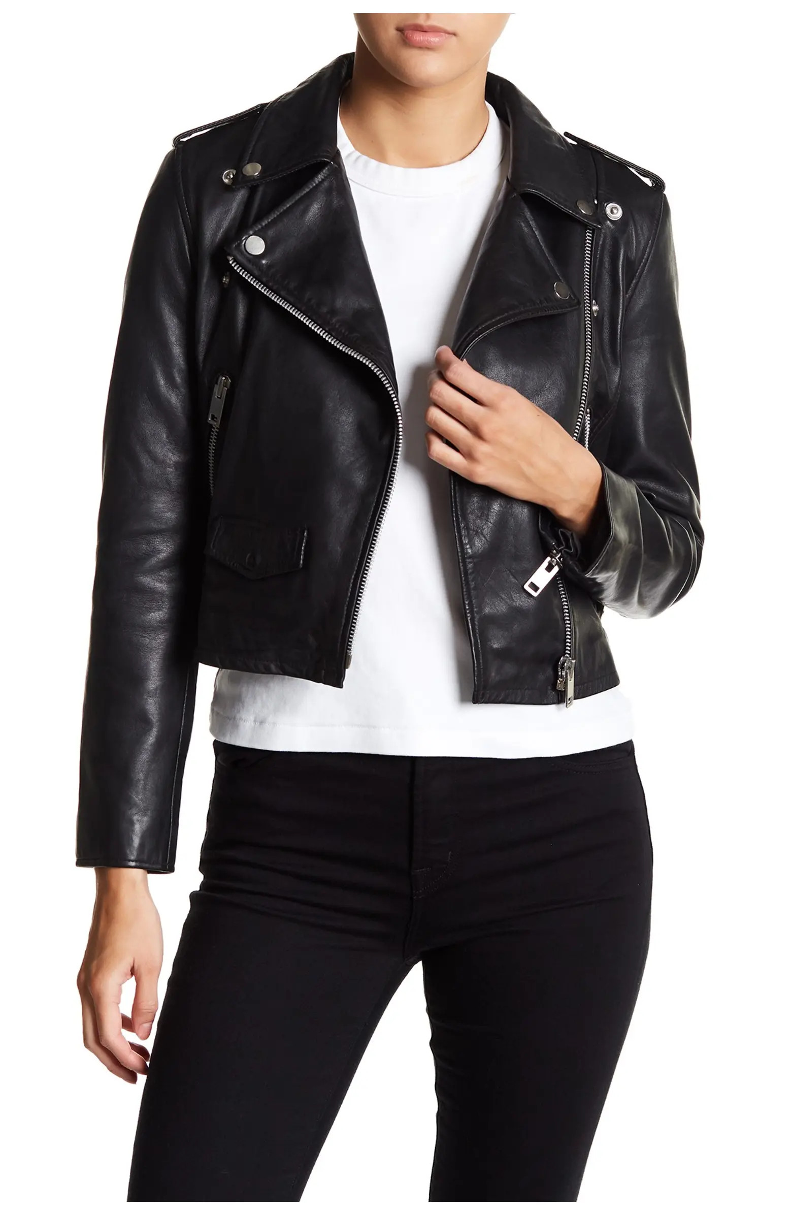 Liz Leather Crop Moto Jacket | Nordstrom Rack