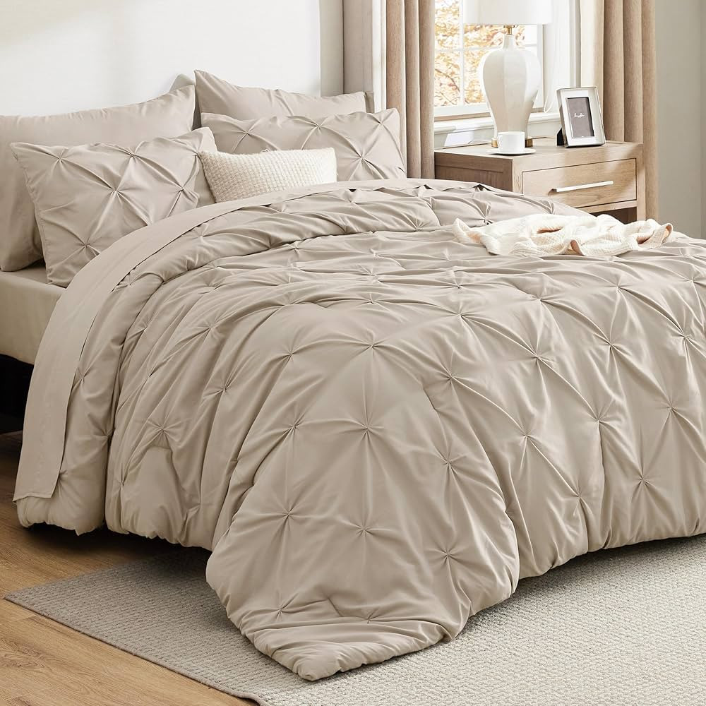 Bedsure Queen Comforter Set GentleSoft™ Pintuck Bed in a Bag Bed Set | Amazon (US)
