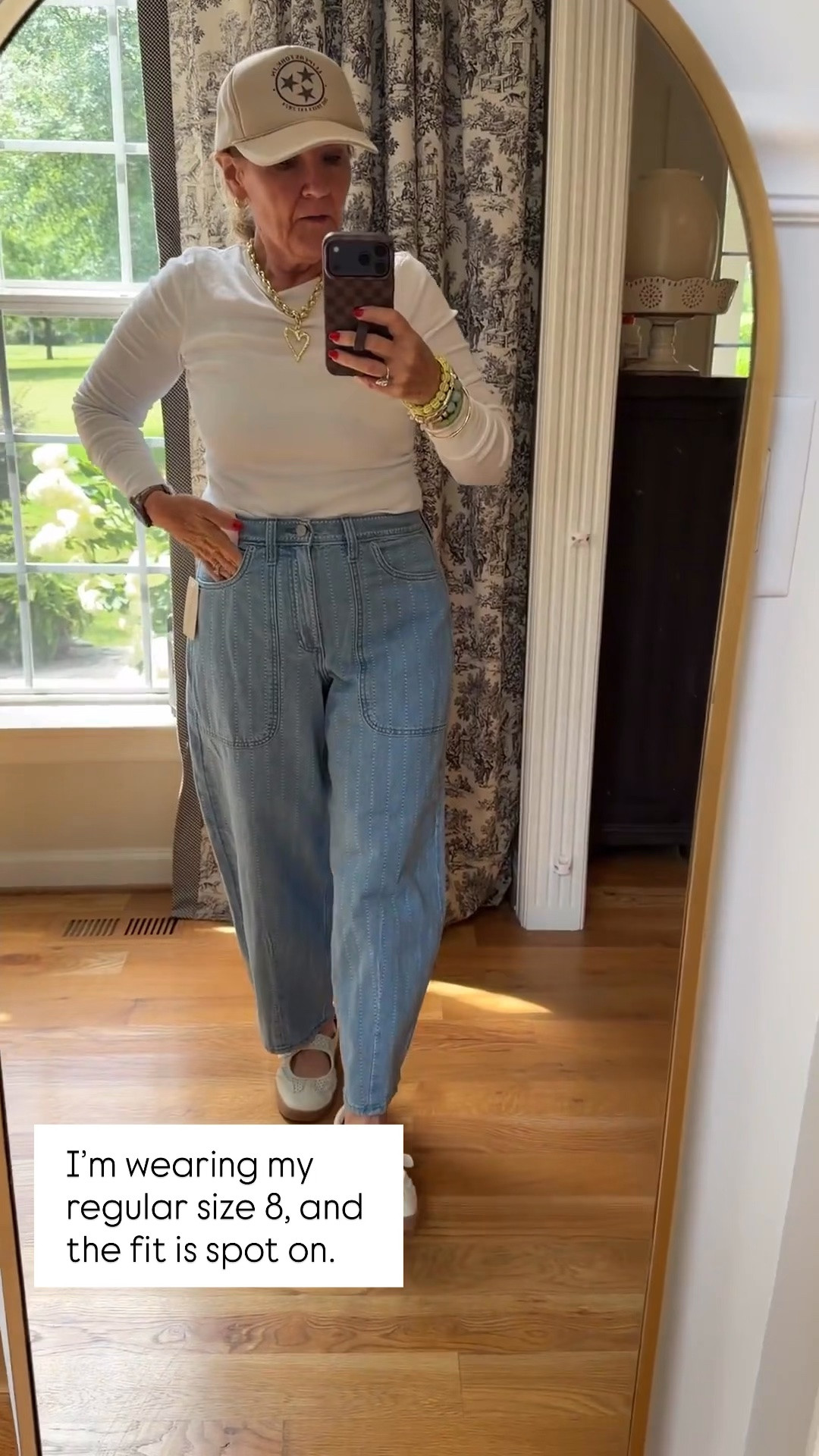 These new Target barrel jeans are such a fun find! If you love the barrel jean trend but want something a little different, the front utility pockets give these a fresh, casual look. I’m wearing my regular size 8, and the fit is spot on. Bonus, my necklace is 40% off with code STACK.

💡 LTK MADE EASY
❤️ Heart = Support my posts!
🔖 Save = Get sale & restock alerts
📋 Lists = Keep favorites organized
📲 Share = Send lists and products to a friend. Hello, Christmas List!
💬 Comment = Ask me anything about what I’m wearing.:-)

#LTKootd #LTKOver40 #LTKSeasonal