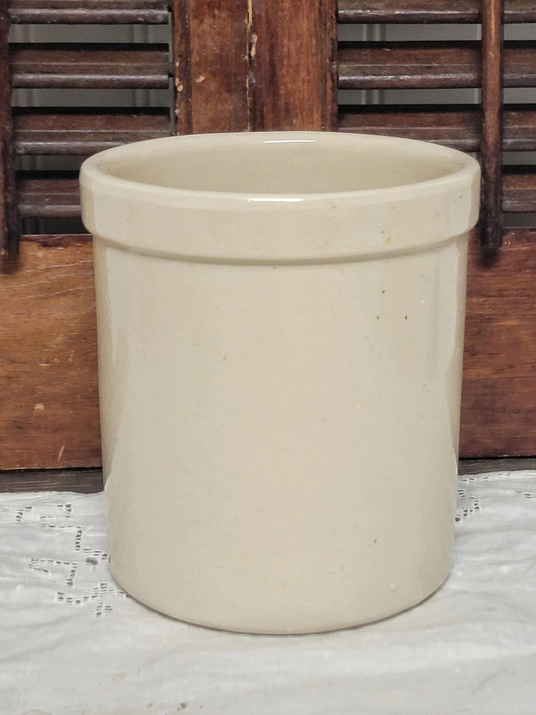 Vintage Cream Colored Ceramic Crock, Farmhouse Kitchen Storage - Etsy | Etsy (US)