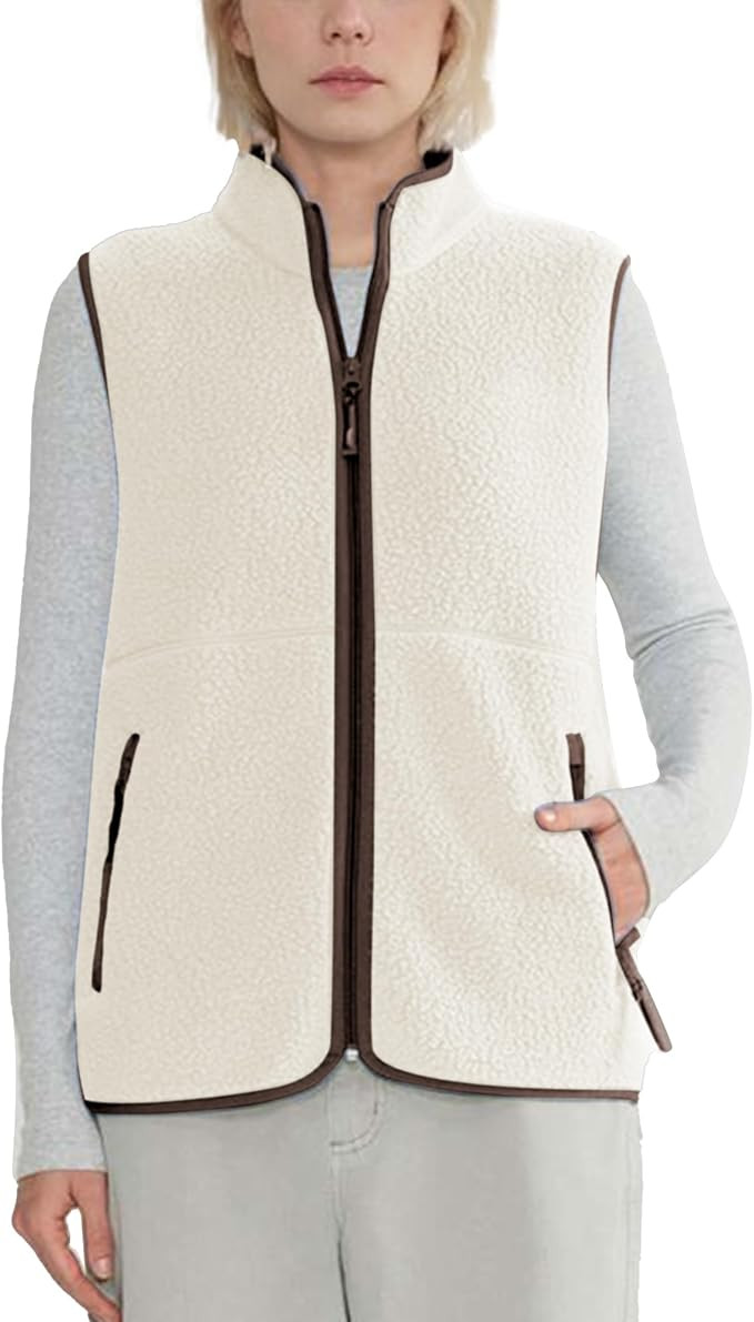 Hixiaohe Sherpa Fleece Vest for Women Trendy Warm Sleeveless Vests Jacket Lightweight Zip Coats w... | Amazon (US)