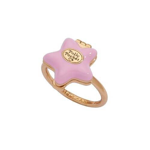 Alex and Ani Polly Pocket™ Locket Ring - Pink Star-Shaped Top with 'Tiny and Cute' Quote, Pastel Enamel Gold Finish Nickel-Free, Ideal for Polly Pocket™ Fans | Amazon (US)