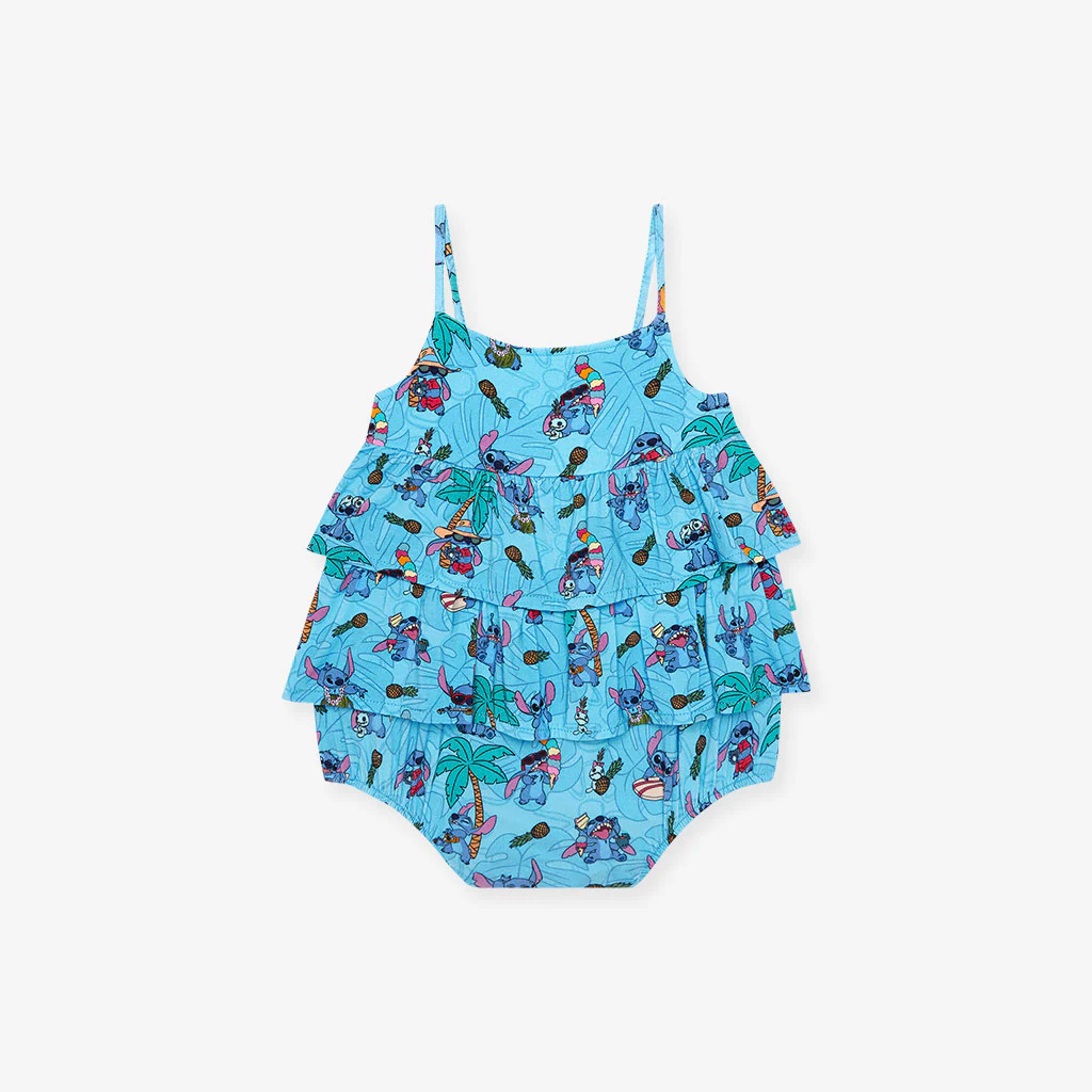 Experiment 626 Blue Sleeveless Girl Bubble Romper | Disney Tropical Stitch | Posh Peanut