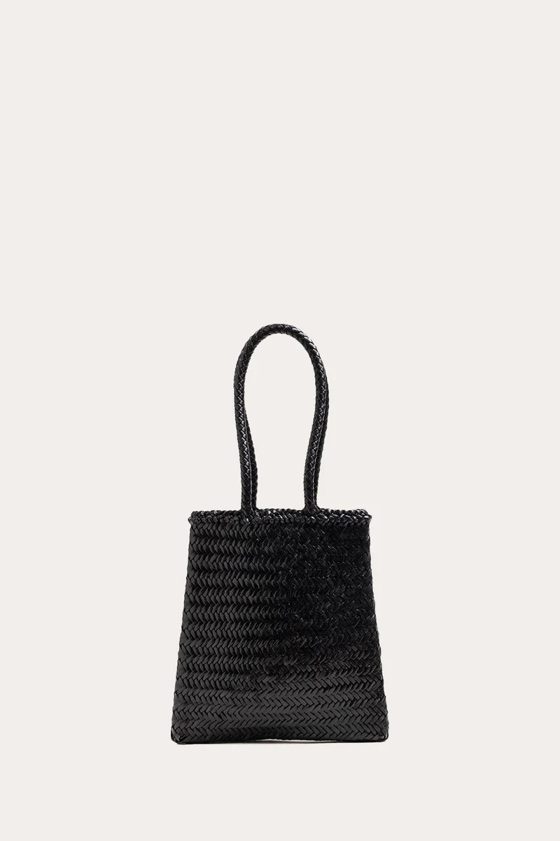 Flat Leather Basket Black | LITTLE LIFFNER