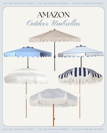 Loving these outdoor umbrella options for your pool or patio from Amazon! These umbrellas give coastal chic, New England and Palm Beach vibes to your space! We’ve actually owned all of the scalloped styles over the years and loved them!
.
#ltkhome #ltkseasonal #ltksalealert #ltkstyletip

#LTKSeasonal #LTKhome #LTKsalealert