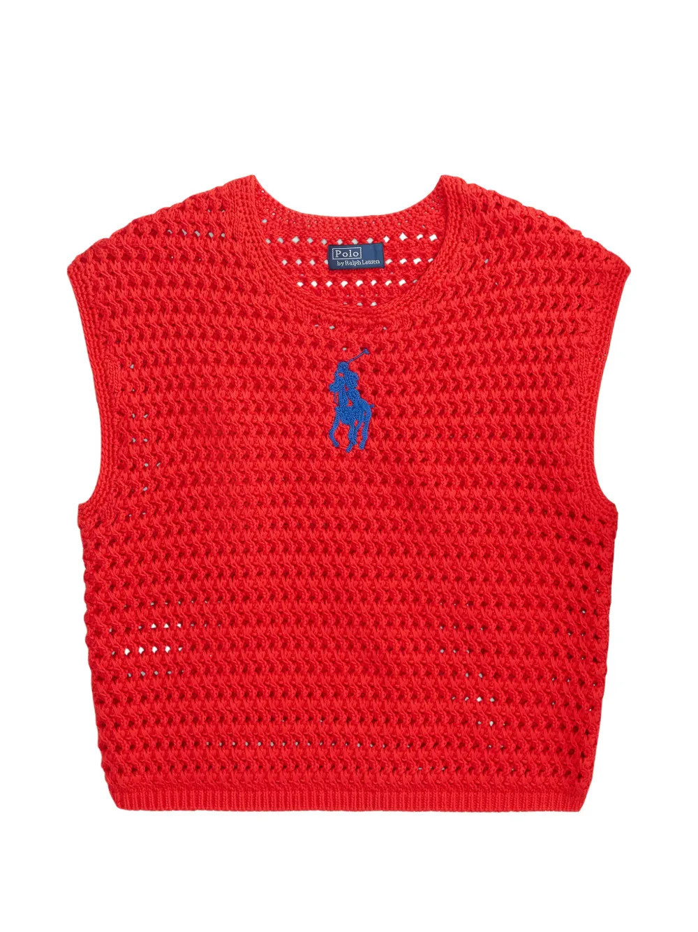Polo Ralph Lauren crochet logo-detail top - Red | Farfetch Global