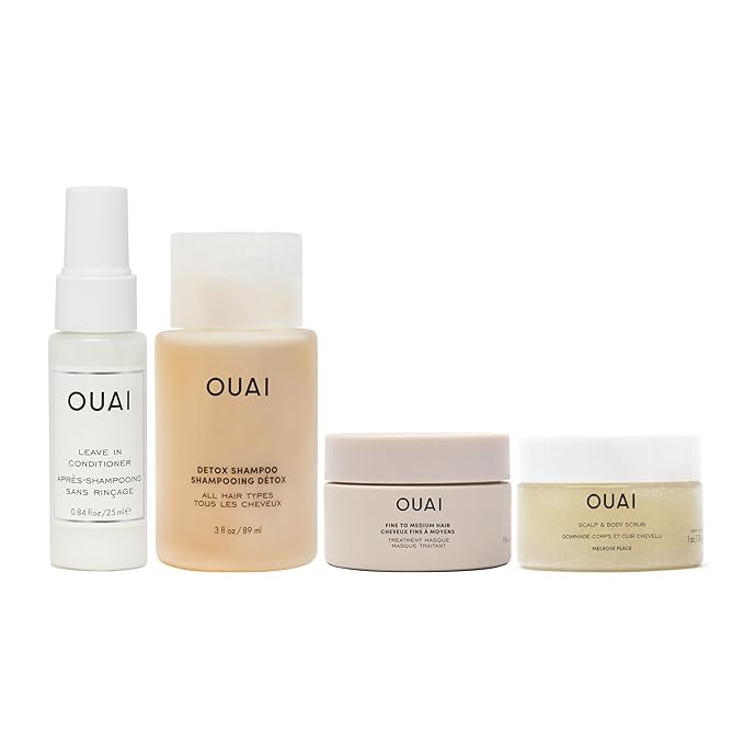 OUAI Travel Kit - Includes Travel Size Leave In Conditioner, Detox Shampoo, Fine to Medium Hair M... | Amazon (US)