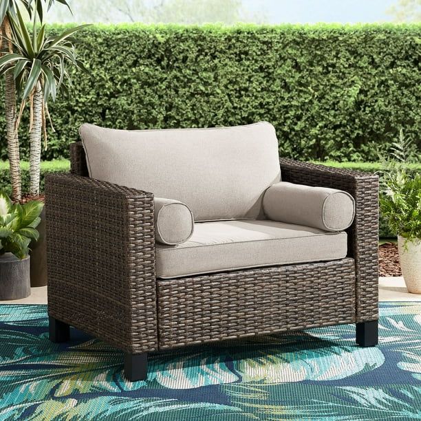 Better Homes & Gardens Brookbury Outdoor Cuddle Chair-in Polyester Beige | Walmart (US)