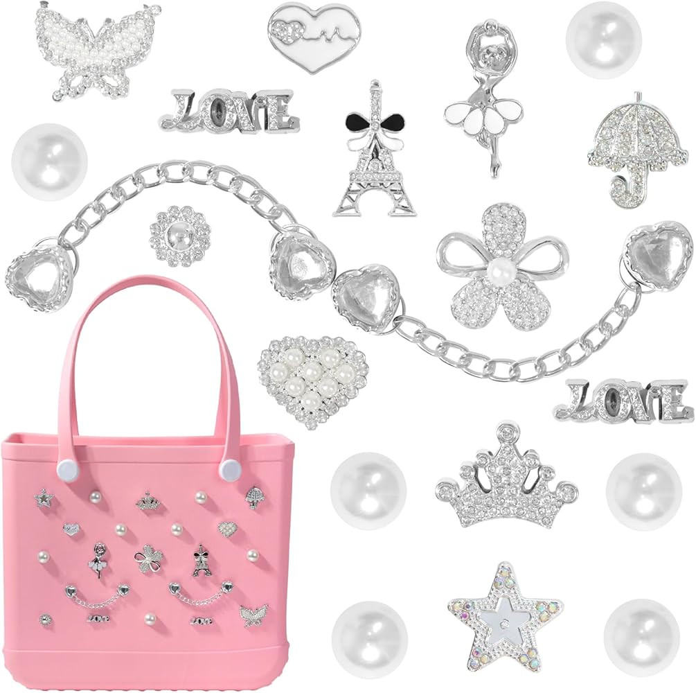 Charms for Bogg Bag, Flower Pearls & Butterfly Charms for Bogg Bag Accessories Charm Compatible w... | Amazon (US)