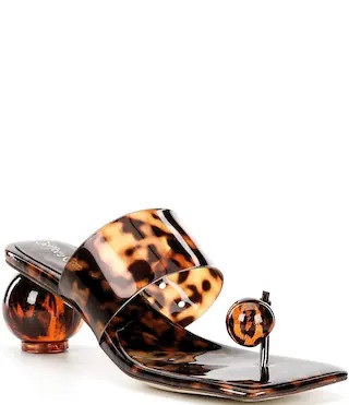 Latus Tortoise Print Vinyl Toe Post Ball Heel Sandals | Dillard's