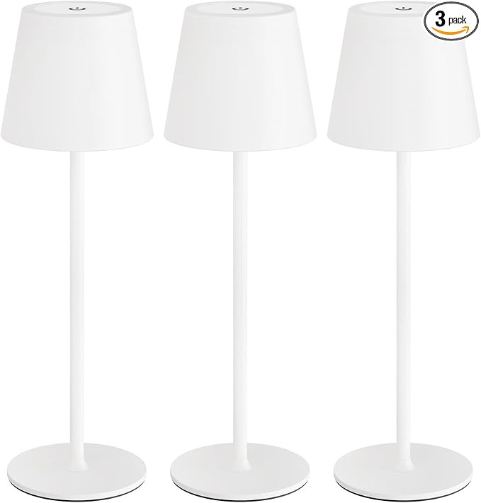 uuffoo 3 Pack Cordless Table Lamp Rechargeable 5000mAH Battery Operated Lights Touch Control LED ... | Amazon (US)