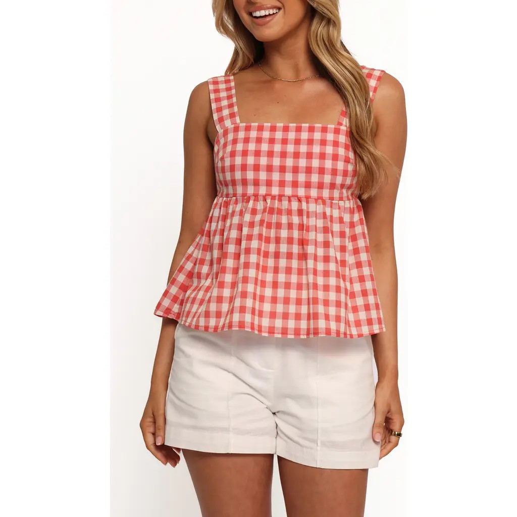 Petal & Pup Chatham Gingham Babydoll Tank in Red Gingham at Nordstrom, Size X-Large | Nordstrom