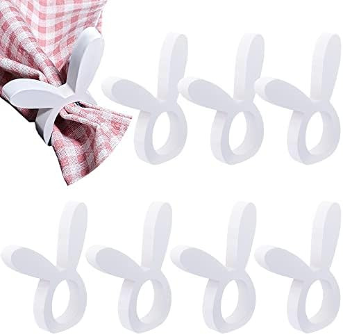 8 Pieces Wooden Easter Bunny Rabbit Napkin Rings Wooden Christmas Thanksgiving Halloween Elk Pumpkin | Amazon (US)
