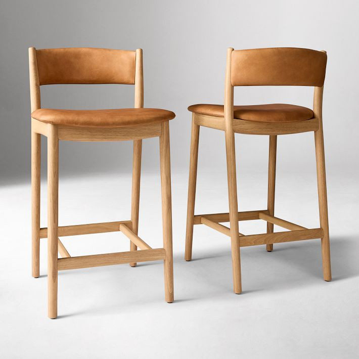 Marcus Samuelsson Leather Bar & Counter Stools | West Elm (US)