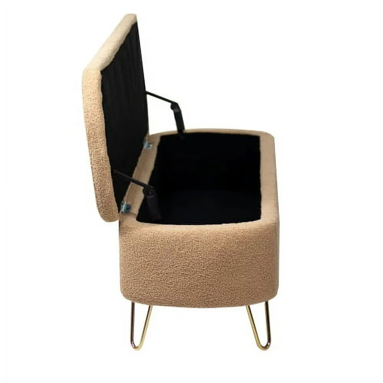 Teddy Bedroom Storage Benches End of Bed 38.9" Faux Fur Ottoman Bench with Storage Sherpa Pattern... | Walmart (US)