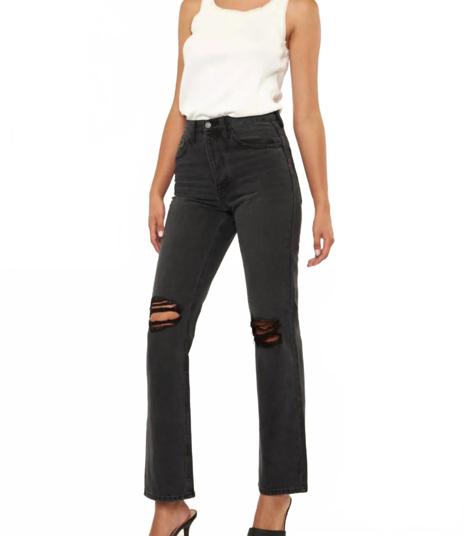 Dixon Ultra High Rise 90S Jeans In Black Stone Wash | Shop Simon