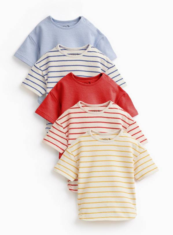 Buy Plain & Stripe Textured T-Shirts 5 Pack 3-6 months | Multipacks | Tu | Tu Clothing