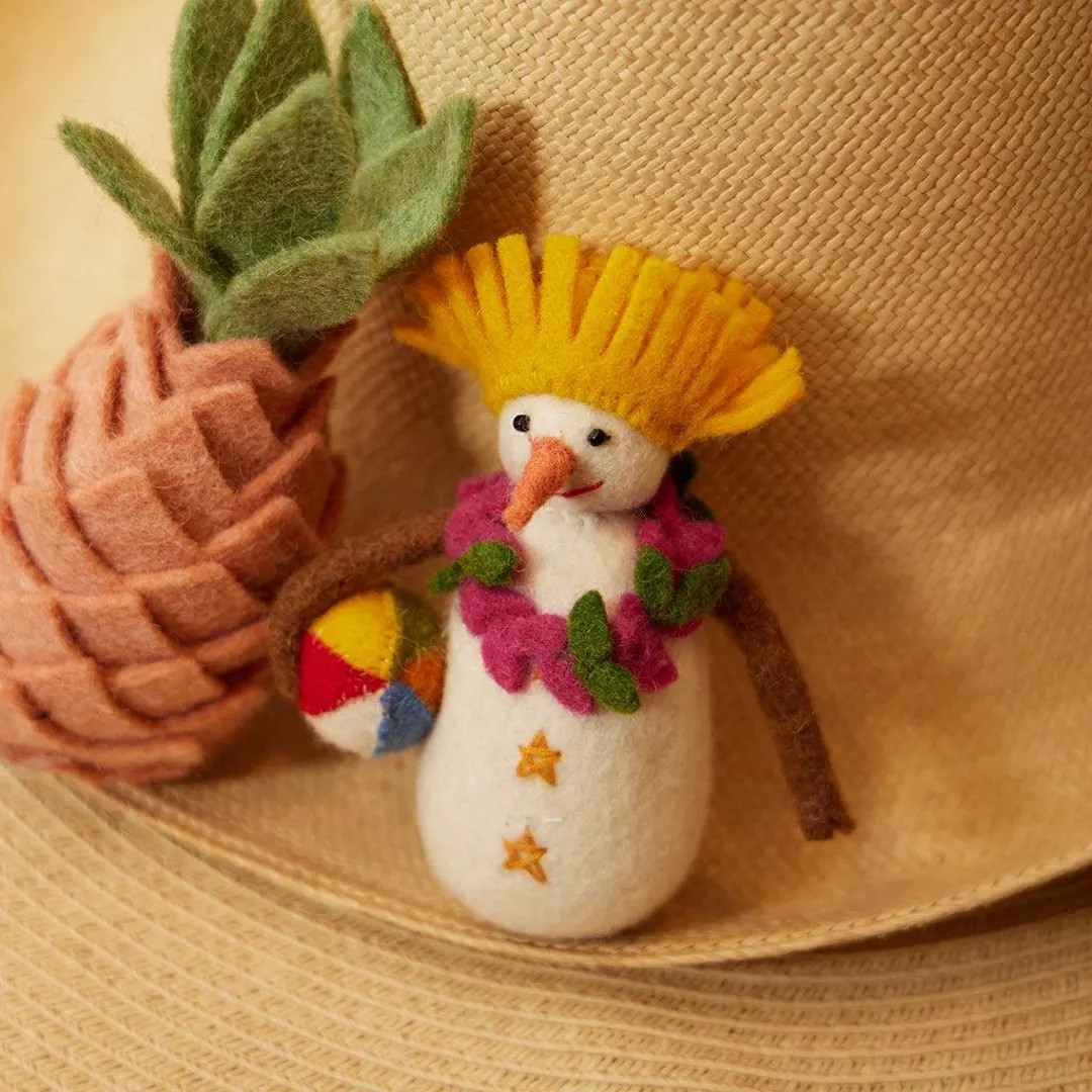 At the Beach Snowman, Hand Felted Tropical Ornament, Handmade Seaside Christmas Charm | Etsy (US)