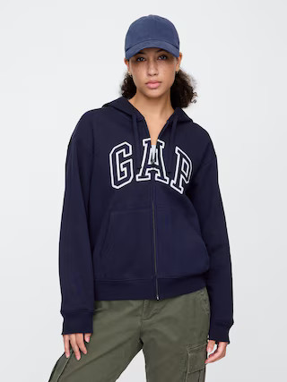 Relaxed Gap Logo Zip Hoodie | Gap Factory