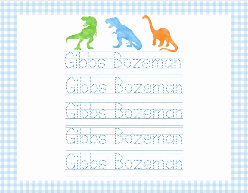 Personalized Dinosaur Name Tracing Watercolor Placemat | Etsy (US)
