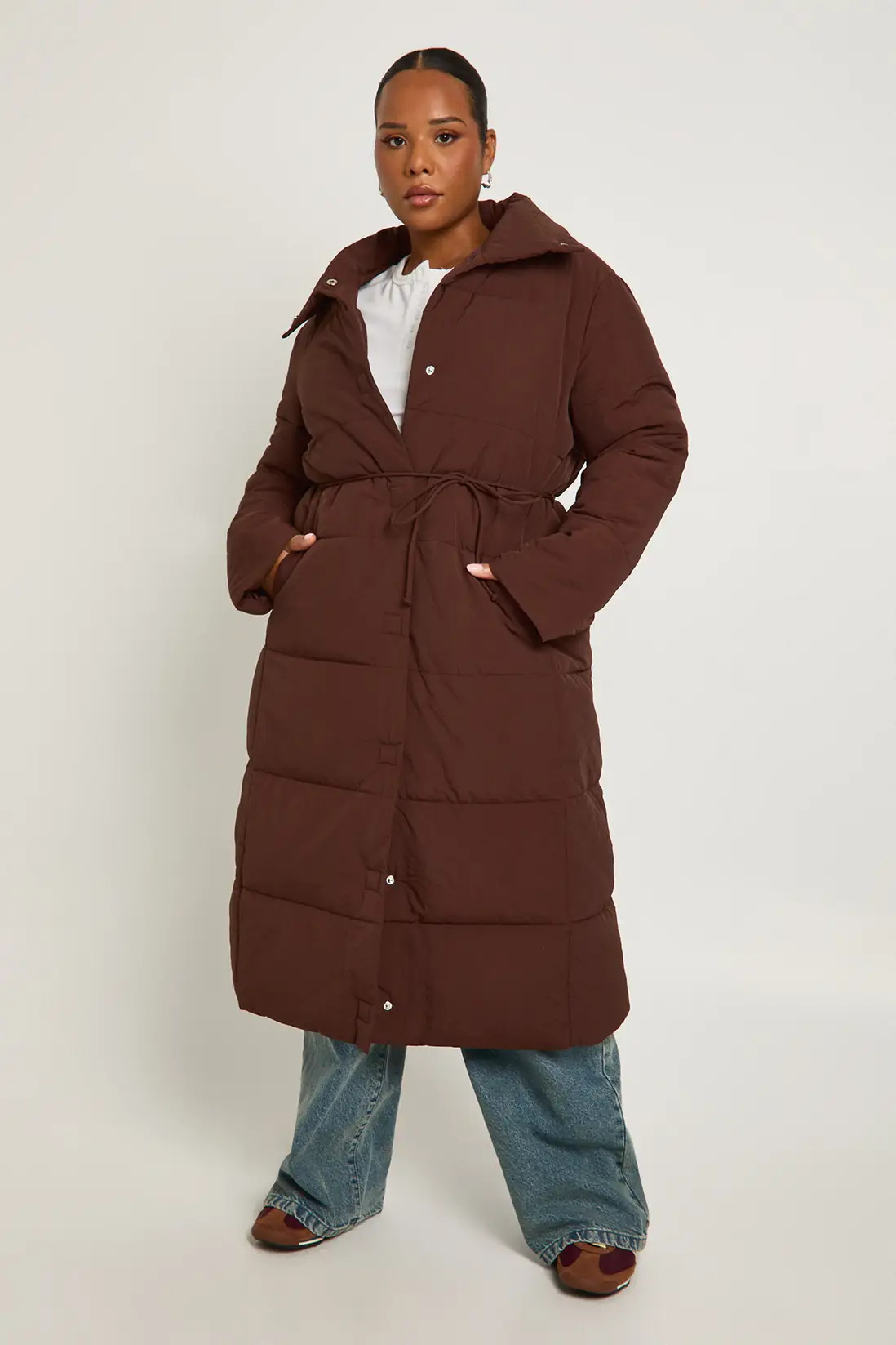 Plus Tie Waist Puffer Coat | boohoo (US & Canada)