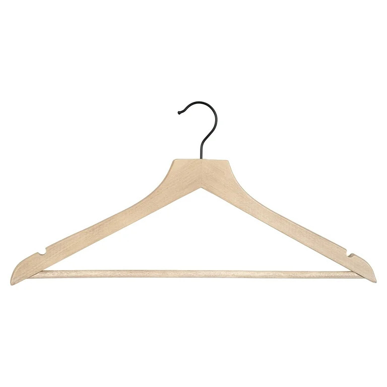 Better Homes & Gardens Wooden Suit Clothes Hangers, Light Natural Wood, 5 Count | Walmart (US)