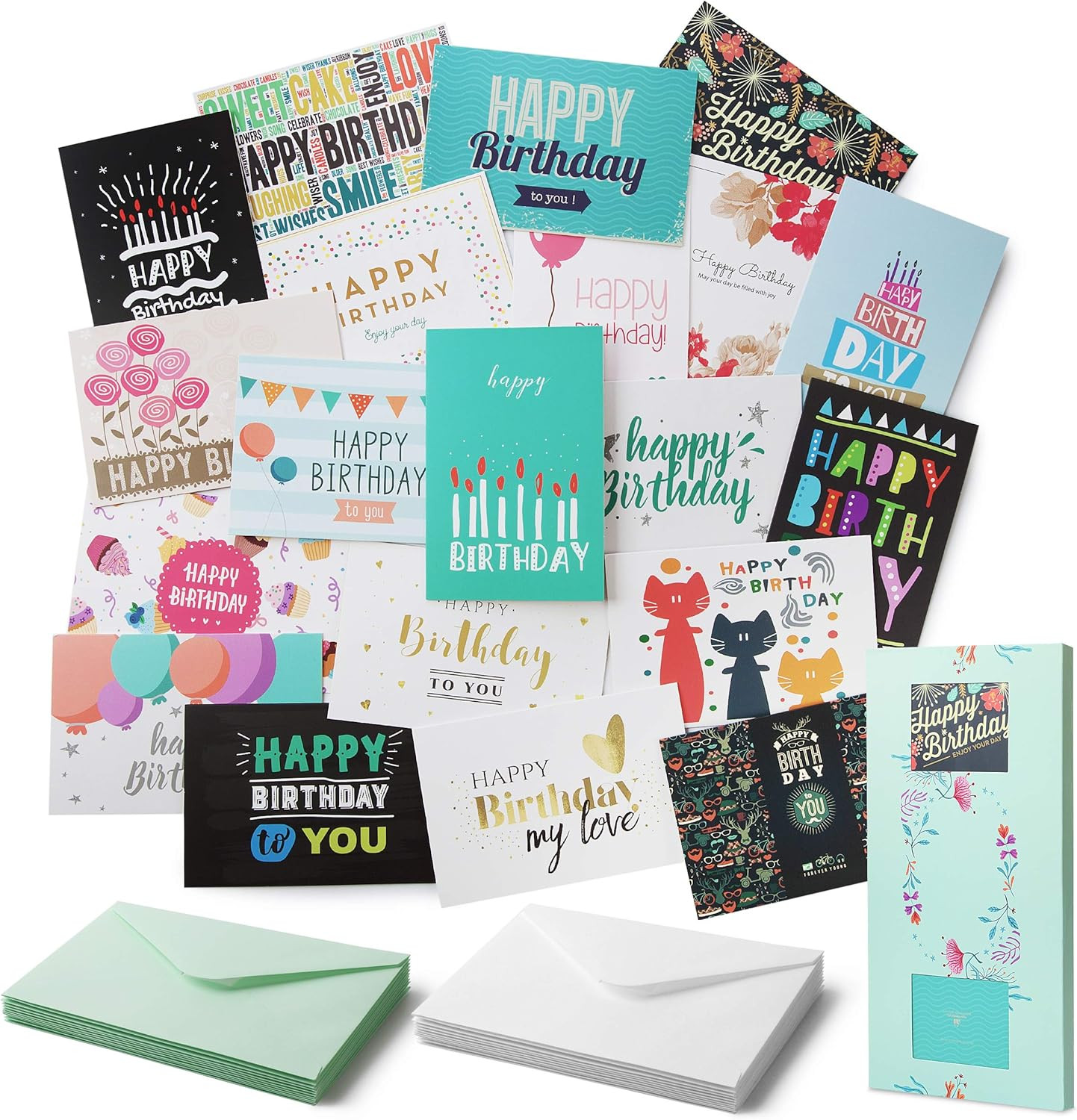 Mr. Pen - 20 Pack Assorted Blank Inside Birthday Cards with Envelopes, Happy Birthday Card Assort... | Amazon (US)